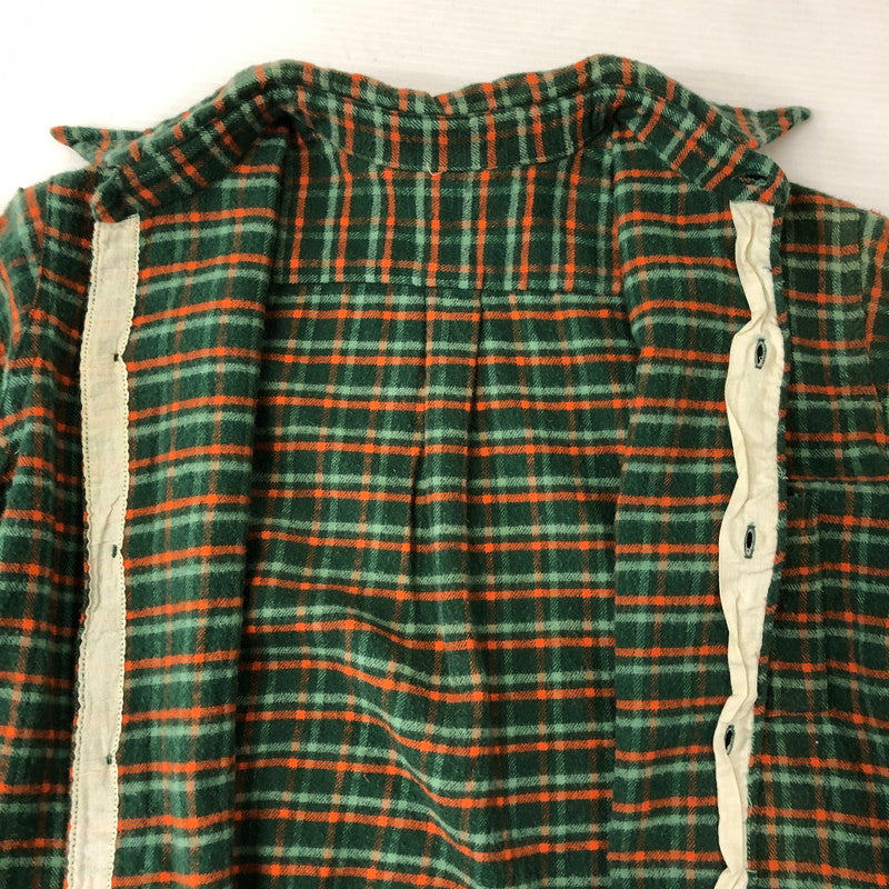 【中古品】【メンズ】  UNKNOWN VINTAGE 50～60's COTTON CHECK FLANNEL SHIRT ヴィンテージ 50-60年代 コットン チェック フランネルシャツ 長袖 トップス マチ付き 145-250208-kk-12-tei サイズ：表記無し 下記参照 カラー：グリーン 万代Net店