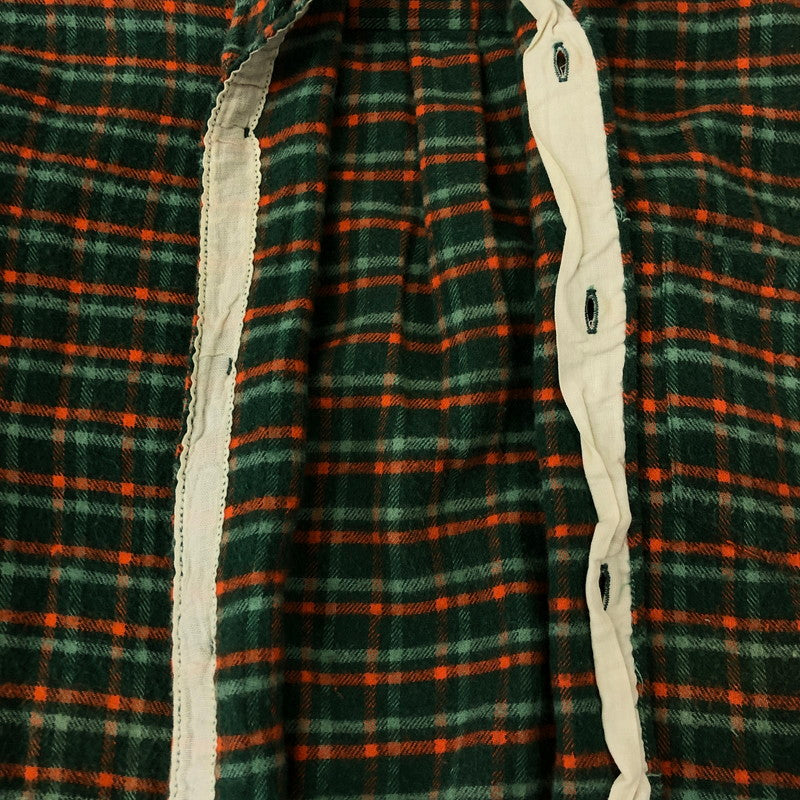 【中古品】【メンズ】  UNKNOWN VINTAGE 50～60's COTTON CHECK FLANNEL SHIRT ヴィンテージ 50-60年代 コットン チェック フランネルシャツ 長袖 トップス マチ付き 145-250208-kk-12-tei サイズ：表記無し 下記参照 カラー：グリーン 万代Net店