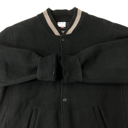 【中古品】【メンズ】 STUSSY ステューシー × CHAMPION チャンピオン 別注 コラボ 14AW WINDSTOPPER REVERSE WEAVE IST VERSITY JACKET C8-E012 ウィンドストッパー リバースウィーブ IST バーシティージャケット アウター スタジャン 142-250204-kk-04-tei サイズ：L カラー：ブラック 万代Net店