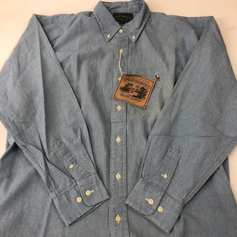 【中古品】【メンズ】  POLO COUNTRY RALPH LAUREN ポロカントリー ラルフローレン L/S B.D CHAMBRAY SHIRT ロングスリーブ ボタンダウン シャンブレーシャツ 長袖 トップス 147-250204-kk-08-tei サイズ：L カラー：ライトインディゴ 万代Net店