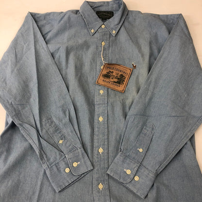 【中古品】【メンズ】  POLO COUNTRY RALPH LAUREN ポロカントリー ラルフローレン L/S B.D CHAMBRAY SHIRT ロングスリーブ ボタンダウン シャンブレーシャツ 長袖 トップス 147-250204-kk-08-tei サイズ：L カラー：ライトインディゴ 万代Net店