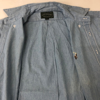 【中古品】【メンズ】  POLO COUNTRY RALPH LAUREN ポロカントリー ラルフローレン L/S B.D CHAMBRAY SHIRT ロングスリーブ ボタンダウン シャンブレーシャツ 長袖 トップス 147-250204-kk-08-tei サイズ：L カラー：ライトインディゴ 万代Net店