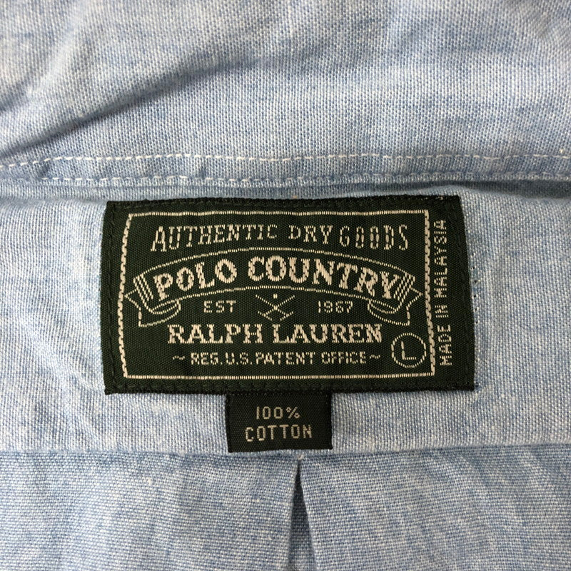 【中古品】【メンズ】  POLO COUNTRY RALPH LAUREN ポロカントリー ラルフローレン L/S B.D CHAMBRAY SHIRT ロングスリーブ ボタンダウン シャンブレーシャツ 長袖 トップス 147-250204-kk-08-tei サイズ：L カラー：ライトインディゴ 万代Net店