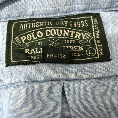 【中古品】【メンズ】  POLO COUNTRY RALPH LAUREN ポロカントリー ラルフローレン L/S B.D CHAMBRAY SHIRT ロングスリーブ ボタンダウン シャンブレーシャツ 長袖 トップス 147-250204-kk-08-tei サイズ：L カラー：ライトインディゴ 万代Net店