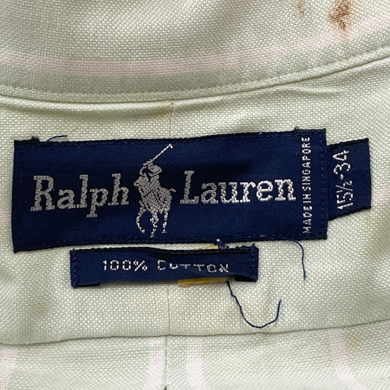 【現状渡し品】【メンズ】 RALPHLAUREN ラルフローレン 90’s L/S BUTTON DOWN SHIRT 90年代 長袖 ボタン ダウン シャツ 長袖 トップス 147-260714-sa-08-tei サイズ：不明 カラー：グリーン系 万代Net店