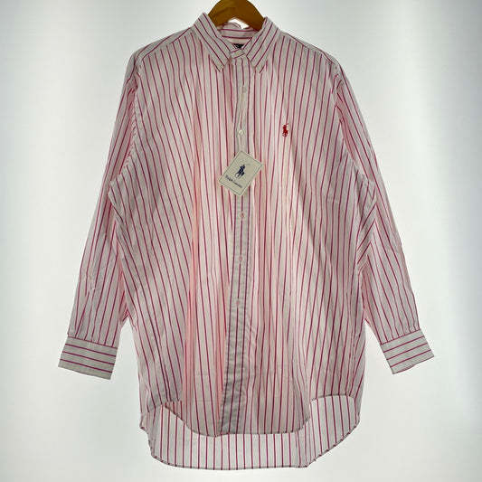 【現状渡し品】【メンズ】 RALPHLAUREN ラルフローレン 90's L/S BUTTON DOWN SHIRT 90年代 ロングスリーブ ボタン ダウン シャツ 長袖 トップス 147-260714-sa-09-tei サイズ：不明 カラー：レッド系/ホワイト 万代Net店