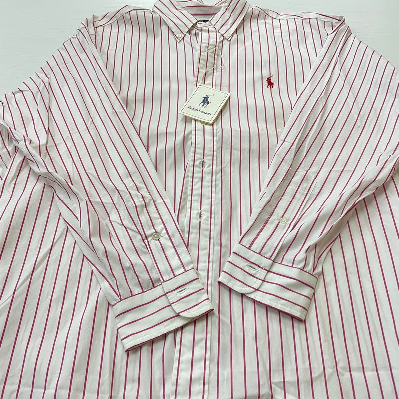 【現状渡し品】【メンズ】 RALPHLAUREN ラルフローレン 90's L/S BUTTON DOWN SHIRT 90年代 ロングスリーブ ボタン ダウン シャツ 長袖 トップス 147-260714-sa-09-tei サイズ：不明 カラー：レッド系/ホワイト 万代Net店