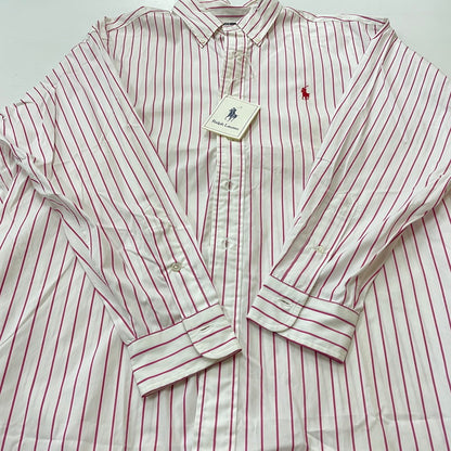 【現状渡し品】【メンズ】 RALPHLAUREN ラルフローレン 90's L/S BUTTON DOWN SHIRT 90年代 ロングスリーブ ボタン ダウン シャツ 長袖 トップス 147-260714-sa-09-tei サイズ：不明 カラー：レッド系/ホワイト 万代Net店
