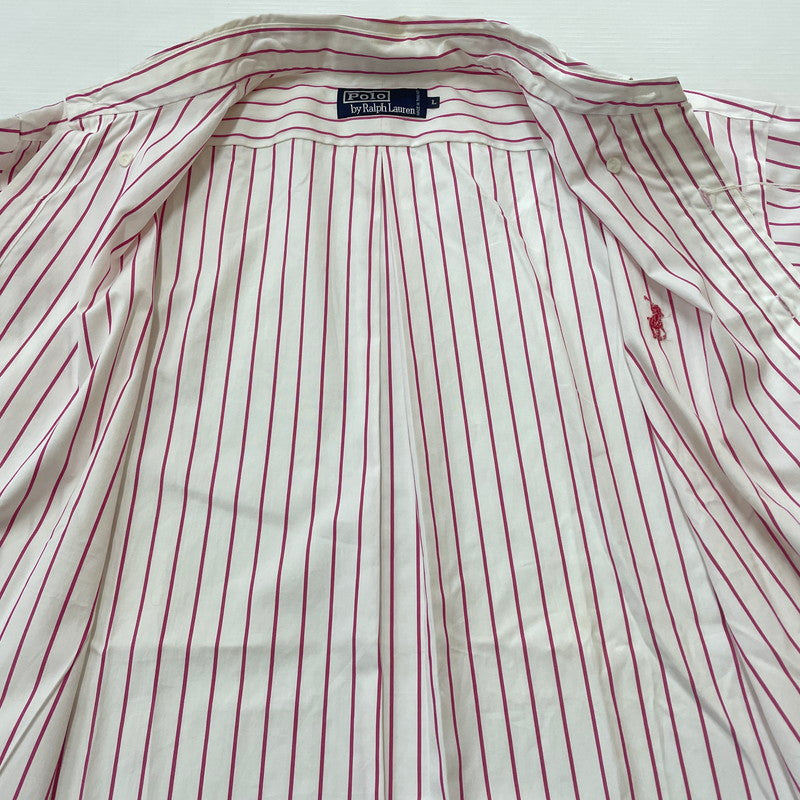 【現状渡し品】【メンズ】 RALPHLAUREN ラルフローレン 90's L/S BUTTON DOWN SHIRT 90年代 ロングスリーブ ボタン ダウン シャツ 長袖 トップス 147-260714-sa-09-tei サイズ：不明 カラー：レッド系/ホワイト 万代Net店