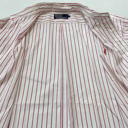 【現状渡し品】【メンズ】 RALPHLAUREN ラルフローレン 90's L/S BUTTON DOWN SHIRT 90年代 ロングスリーブ ボタン ダウン シャツ 長袖 トップス 147-260714-sa-09-tei サイズ：不明 カラー：レッド系/ホワイト 万代Net店