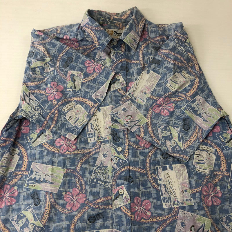 【中古品】【メンズ】  REYN SPOONER レインスプーナー 80's S/S COTTON ALOHA SHIRT VINTAGE 80年代 ショートスリーブ コットン アロハシャツ 半袖 トップス ヴィンテージ 144-250208-kk-18-tei サイズ：L カラー：ブルー 万代Net店