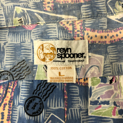 【中古品】【メンズ】  REYN SPOONER レインスプーナー 80's S/S COTTON ALOHA SHIRT VINTAGE 80年代 ショートスリーブ コットン アロハシャツ 半袖 トップス ヴィンテージ 144-250208-kk-18-tei サイズ：L カラー：ブルー 万代Net店