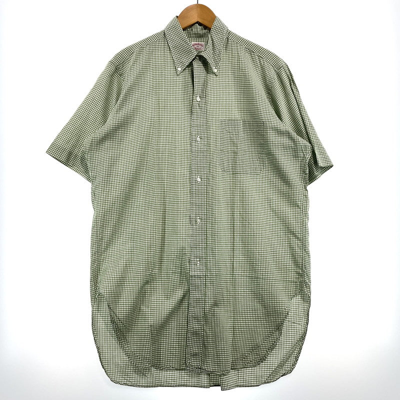 【中古品】【メンズ】 BROOKS BROTHERS ブルックスブラザーズ 90's MAKERS GINGHAM CHECK SS SHIRT 90年代 メイカーズ ギンガムチェック ショートスリーブ シャツ 半袖 トップス 147-260828-yo-05-teih サイズ：15 1/2 カラー：グリーン 万代Net店