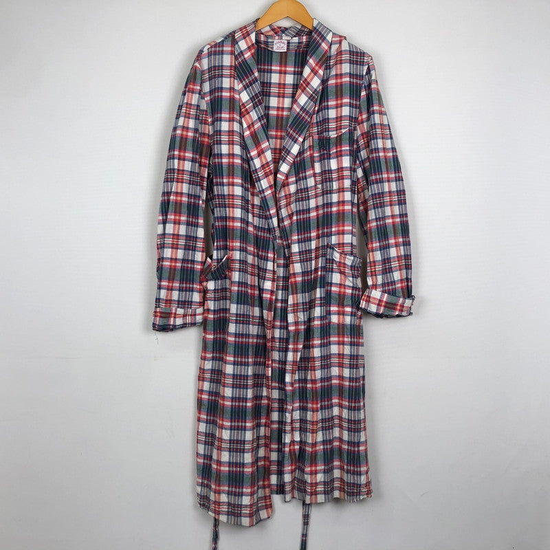 【中古品】【メンズ】 Brooks Brothers ブルックスブラザーズ 90's COTTON CHECK GOWN 90年代 コットン チェックガウン シャツ 長袖 トップス USA製 147-251120-yy-15-tei サイズ：XL カラー：レッド 万代Net店