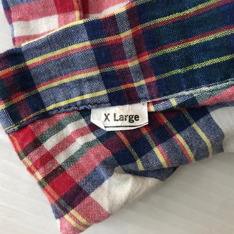 【中古品】【メンズ】 Brooks Brothers ブルックスブラザーズ 90's COTTON CHECK GOWN 90年代 コットン チェックガウン シャツ 長袖 トップス USA製 147-251120-yy-15-tei サイズ：XL カラー：レッド 万代Net店