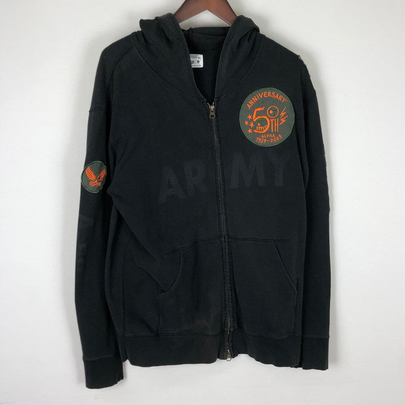 【中古品】【メンズ】 ALPHA アルファ 50TH ANNIVERSARY PARKER 50周年記念 パーカー トップス フルジップパーカー フーディ 145-251115-ts-21-tei サイズ：XL カラー：ブラック 万代Net店