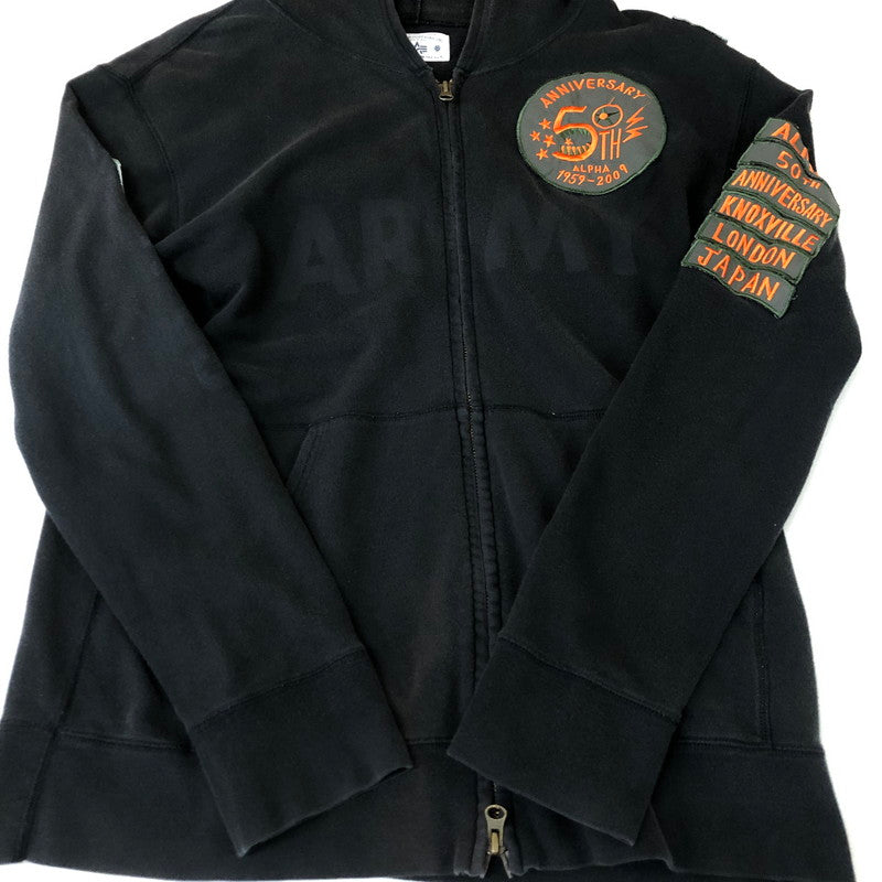 【中古品】【メンズ】 ALPHA アルファ 50TH ANNIVERSARY PARKER 50周年記念 パーカー トップス フルジップパーカー フーディ 145-251115-ts-21-tei サイズ：XL カラー：ブラック 万代Net店