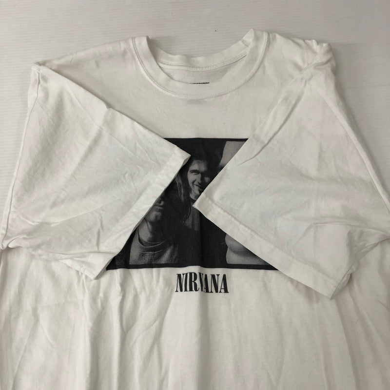 【中古品】【メンズ】 NEIGHBORHOOD ネイバーフッド × NIRVANA ニルヴァーナ 別注 コラボ 24SS NH.TEE SS-1 241PCNH-ST02S ショートスリーブ Tシャツ 半袖 トップス 142-250208-kk-05-tei サイズ：L カラー：ホワイト 万代Net店