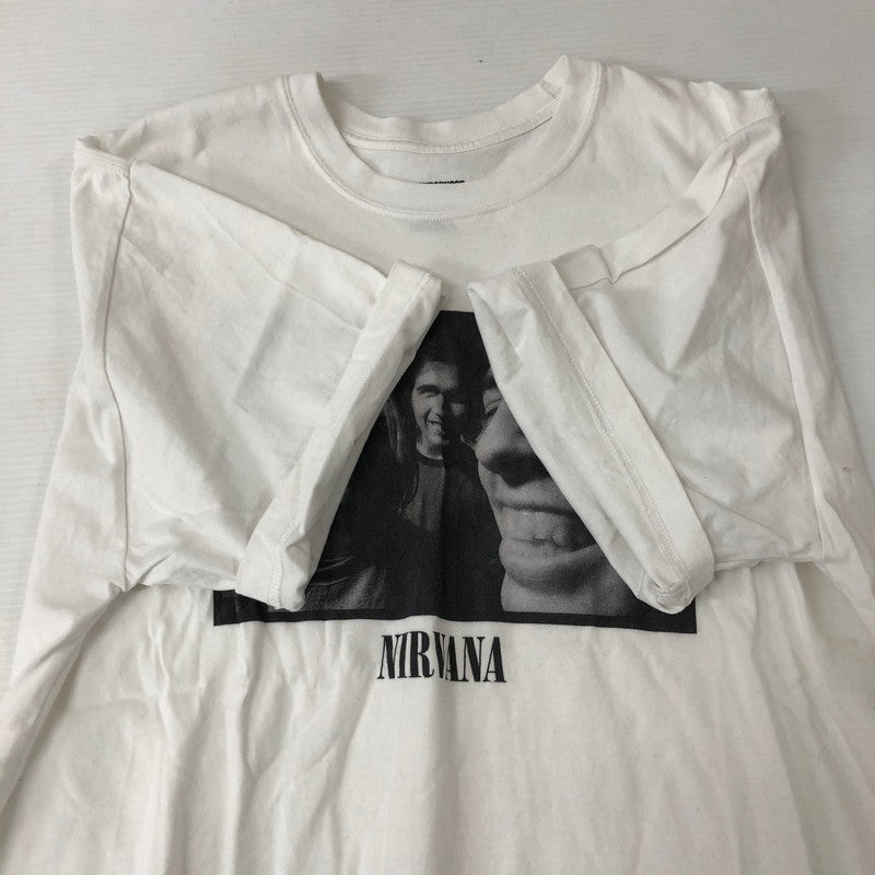 【中古品】【メンズ】 NEIGHBORHOOD ネイバーフッド × NIRVANA ニルヴァーナ 別注 コラボ 24SS NH.TEE SS-1 241PCNH-ST02S ショートスリーブ Tシャツ 半袖 トップス 142-250208-kk-05-tei サイズ：L カラー：ホワイト 万代Net店