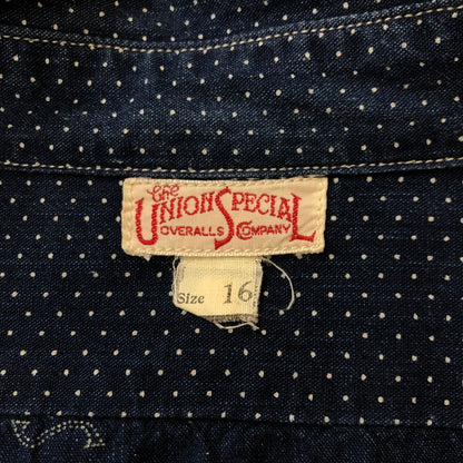 【中古品】【メンズ】  FREEWHEELERS THE UNION SPECIAL OVERALLS フリーホイーラーズ ザ ユニオンスペシャル オーバーオールズ CONDUCTOR SHIRT 1910's Style コンダクターシャツ 長袖 トップス 145-250212-kk-19-tei サイズ：16 カラー：POLKA DOT INDIGO WABASH CHAMBRAY 万代Net店