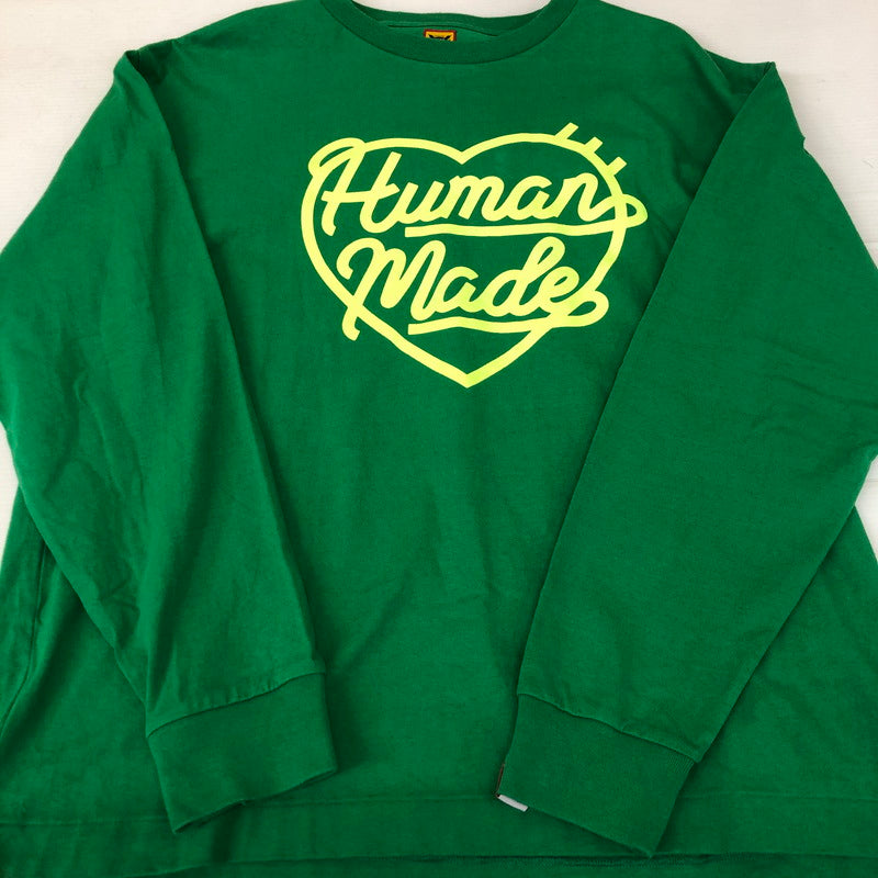 【中古品】【メンズ】  HUMAN MADE ヒューマンメイド 23AW HEART L/S T-SHIRT ハート ロングスリーブ Tシャツ 長袖 トップス 142-250213-kk-18-tei サイズ：XL カラー：グリーン 万代Net店