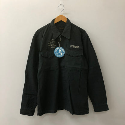 【中古品】【メンズ】 HYSTERIC GLAMOUR ヒステリックグラマー × ANTI SOCIAL SOCIAL CLUB アンチソーシャルソーシャルクラブ 別注 コラボ 20SS MILITARY SHIRT JACKET 02201AH14 ミリタリーシャツジャケット ライトアウター 140-250212-kk-10-tei サイズ：XXL カラー：ブラック 万代Net店