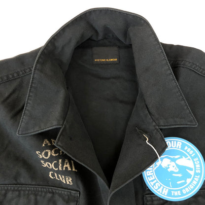 【中古品】【メンズ】 HYSTERIC GLAMOUR ヒステリックグラマー × ANTI SOCIAL SOCIAL CLUB アンチソーシャルソーシャルクラブ 別注 コラボ 20SS MILITARY SHIRT JACKET 02201AH14 ミリタリーシャツジャケット ライトアウター 140-250212-kk-10-tei サイズ：XXL カラー：ブラック 万代Net店