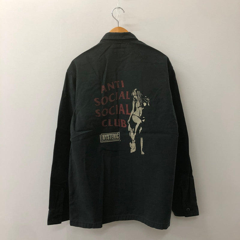 【中古品】【メンズ】 HYSTERIC GLAMOUR ヒステリックグラマー × ANTI SOCIAL SOCIAL CLUB アンチソーシャルソーシャルクラブ 別注 コラボ 20SS MILITARY SHIRT JACKET 02201AH14 ミリタリーシャツジャケット ライトアウター 140-250212-kk-10-tei サイズ：XXL カラー：ブラック 万代Net店