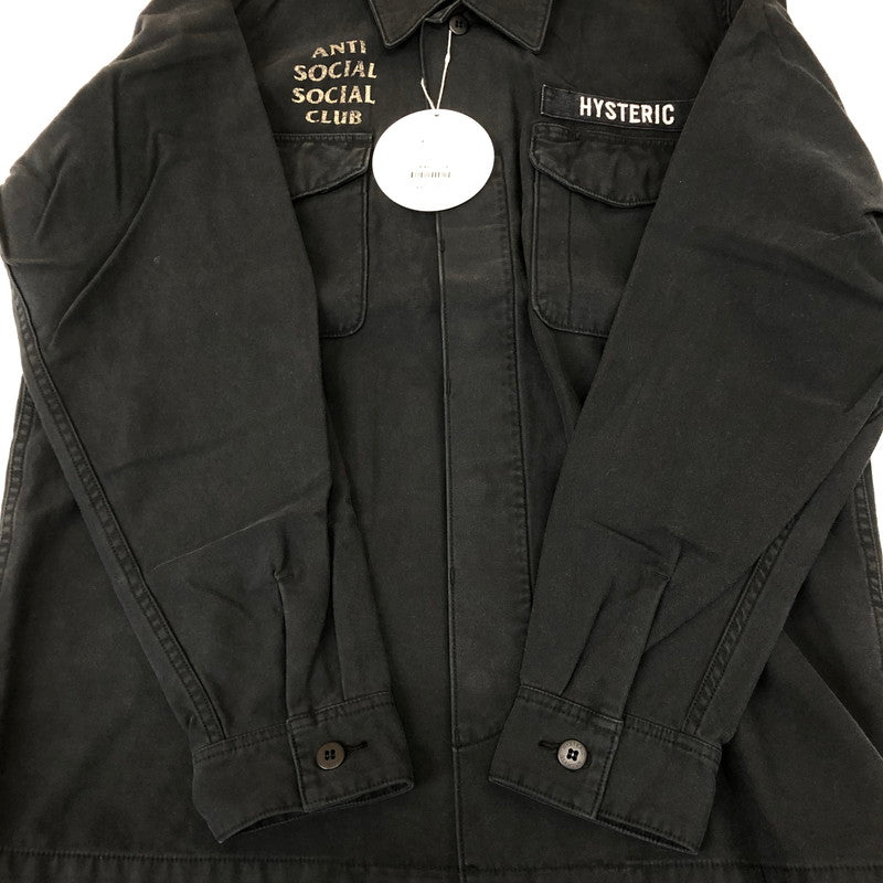 【中古品】【メンズ】 HYSTERIC GLAMOUR ヒステリックグラマー × ANTI SOCIAL SOCIAL CLUB アンチソーシャルソーシャルクラブ 別注 コラボ 20SS MILITARY SHIRT JACKET 02201AH14 ミリタリーシャツジャケット ライトアウター 140-250212-kk-10-tei サイズ：XXL カラー：ブラック 万代Net店