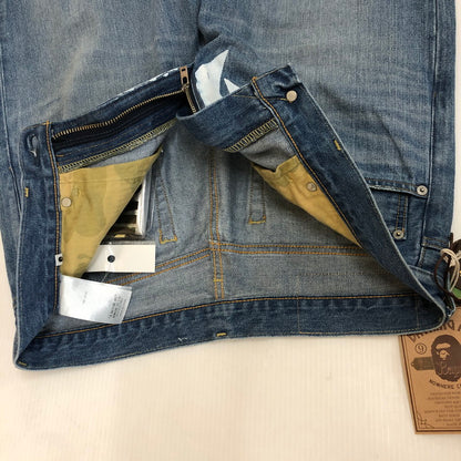 【中古品】【メンズ】 A BATHING APE アベイシングエイプ TWIN STA RELAXED FIT 13 OZ DENIM PANTS 001DPK801003M ツインスタ リラックスドフィット 13オンス デニムパンツ ボトムス 153-250212-kk-53-tei サイズ：L カラー：ライトインディゴ 万代Net店