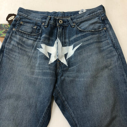 【中古品】【メンズ】 A BATHING APE アベイシングエイプ TWIN STA RELAXED FIT 13 OZ DENIM PANTS 001DPK801003M ツインスタ リラックスドフィット 13オンス デニムパンツ ボトムス 153-250212-kk-53-tei サイズ：L カラー：ライトインディゴ 万代Net店