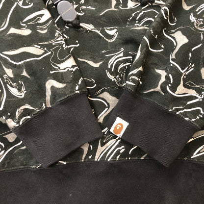 【中古品】【メンズ】 A BATHING APE アベイシングエイプ MARBLING CAMO RELAXED FIT PULLOVER HOODIE 001PPK801313M マーブリング カモ リラックスドフィット プルオーバーフーディー トップス パーカー 142-250212-kk-14-tei サイズ：XL カラー：ブラック 万代Net店