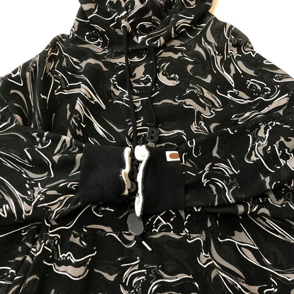 【中古品】【メンズ】 A BATHING APE アベイシングエイプ MARBLING CAMO RELAXED FIT PULLOVER HOODIE 001PPK801313M マーブリング カモ リラックスドフィット プルオーバーフーディー トップス パーカー 142-250212-kk-14-tei サイズ：XL カラー：ブラック 万代Net店