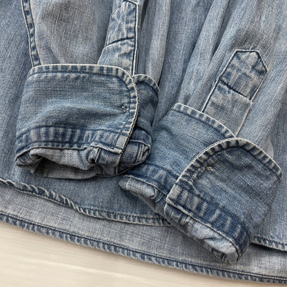 【中古品】【メンズ】 SD DENIM BUTTON－DOWN SHIRT VINTAGE WASH SHIRT SDデニム ボタンダウン シャツ ヴィンテージウォッシュ シャツ 長袖 トップス 145-251229-yo-07-fuzh サイズ：L カラー：インディゴ 万代Net店
