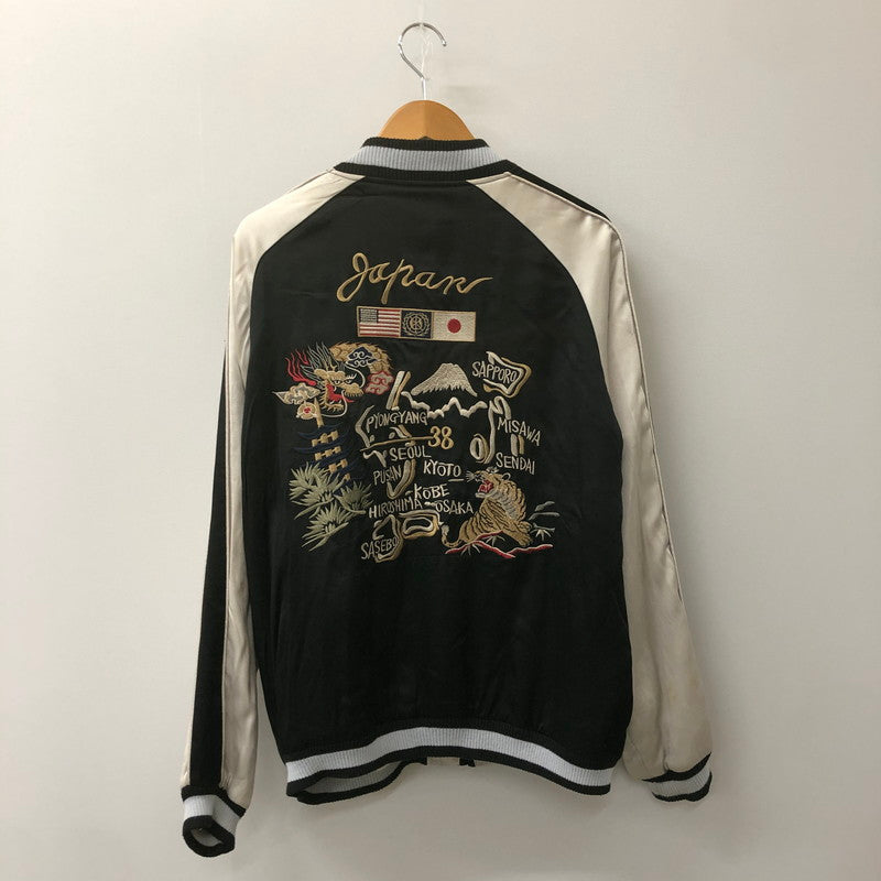 【中古品】【メンズ】 HOUSTON ヒューストン SOUVENIR JACKET 50433 スーベニアジャケット ライトアウター スカジャン  龍 虎 日本地図 刺繍 145-250212-kk-26-tei サイズ：L カラー：ブラック 万代Net店