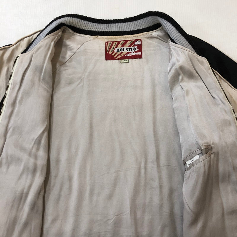 【中古品】【メンズ】 HOUSTON ヒューストン SOUVENIR JACKET 50433 スーベニアジャケット ライトアウター スカジャン  龍 虎 日本地図 刺繍 145-250212-kk-26-tei サイズ：L カラー：ブラック 万代Net店