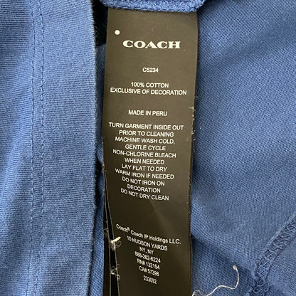 【中古品】【メンズ】 COACH コーチ SIGNATURE TAPE TEE C5234 シグネチャー テープ Tシャツ 半袖 トップス 141-250417-kk-09-tei サイズ：XS カラー：ブルー 万代Net店