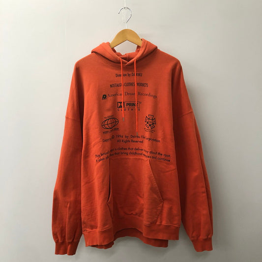 【中古品】【メンズ】  DAIRIKU ダイリク 19AW C-1 END ROLL WASHED HOODIE エンドロール ウォッシュドフーディー トップス プルオーバーパーカー 140-250212-kk-36-tei サイズ：L カラー：オレンジ 万代Net店