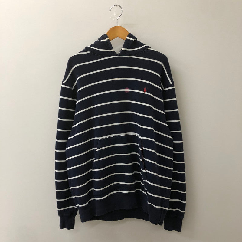 【中古品】【メンズ】 Polo by Ralph Lauren ポロバイラルフローレン PULLOVER BORDER PARKA プルオーバー ボーダー パーカー 長袖 トップス 147-250621-yo-23-tei サイズ：L カラー：ネイビー 万代Net店