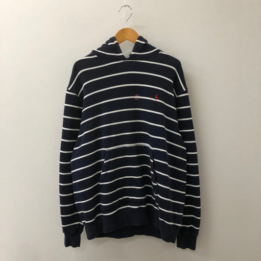 【中古品】【メンズ】 Polo by Ralph Lauren ポロバイラルフローレン PULLOVER BORDER PARKA プルオーバー ボーダー パーカー 長袖 トップス 147-250621-yo-23-tei サイズ：L カラー：ネイビー 万代Net店