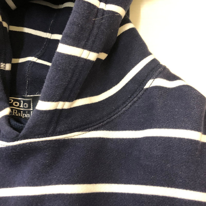 【中古品】【メンズ】 Polo by Ralph Lauren ポロバイラルフローレン PULLOVER BORDER PARKA プルオーバー ボーダー パーカー 長袖 トップス 147-250621-yo-23-tei サイズ：L カラー：ネイビー 万代Net店