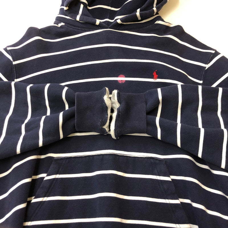 【中古品】【メンズ】 Polo by Ralph Lauren ポロバイラルフローレン PULLOVER BORDER PARKA プルオーバー ボーダー パーカー 長袖 トップス 147-250621-yo-23-tei サイズ：L カラー：ネイビー 万代Net店