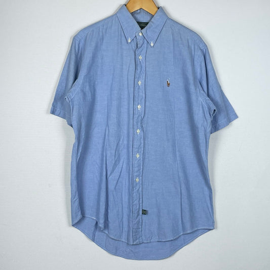 【現状渡し品】【メンズ】 POLO COUNTRY RALPHLAUREN ポロ カントリー ラルフローレン S/S BUTTON DOWN SHIRT ショートスリーブ ボタン ダウン シャツ 半袖 トップス 147-260714-sa-07-tei サイズ：M カラー：ブルー系 万代Net店