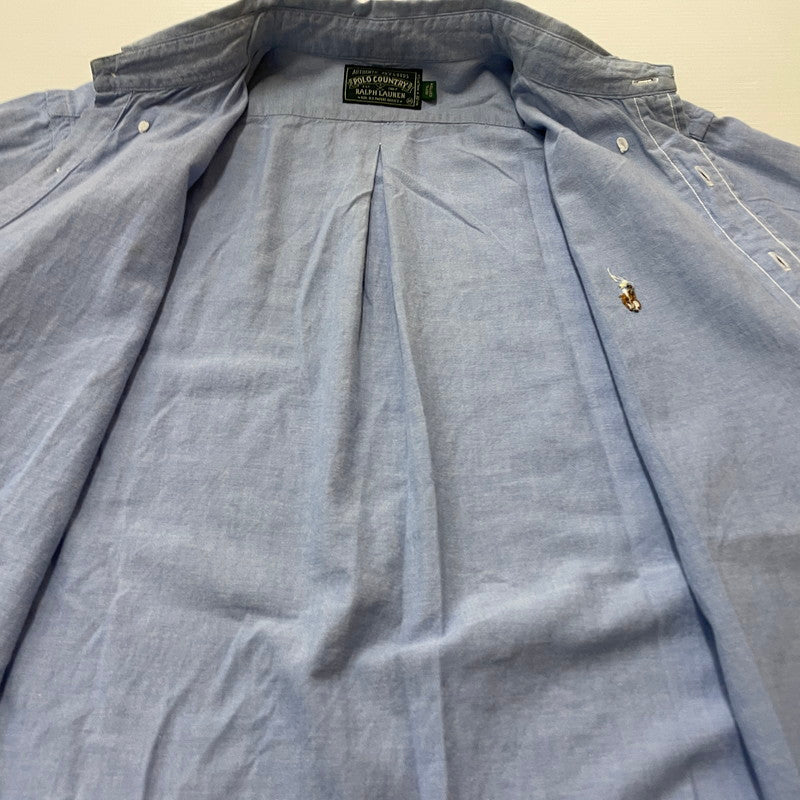 【現状渡し品】【メンズ】 POLO COUNTRY RALPHLAUREN ポロ カントリー ラルフローレン S/S BUTTON DOWN SHIRT ショートスリーブ ボタン ダウン シャツ 半袖 トップス 147-260714-sa-07-tei サイズ：M カラー：ブルー系 万代Net店