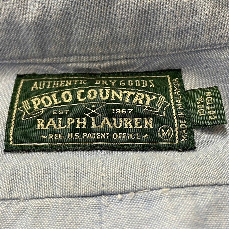 【現状渡し品】【メンズ】 POLO COUNTRY RALPHLAUREN ポロ カントリー ラルフローレン S/S BUTTON DOWN SHIRT ショートスリーブ ボタン ダウン シャツ 半袖 トップス 147-260714-sa-07-tei サイズ：M カラー：ブルー系 万代Net店