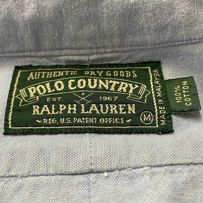 【現状渡し品】【メンズ】 POLO COUNTRY RALPHLAUREN ポロ カントリー ラルフローレン S/S BUTTON DOWN SHIRT ショートスリーブ ボタン ダウン シャツ 半袖 トップス 147-260714-sa-07-tei サイズ：M カラー：ブルー系 万代Net店