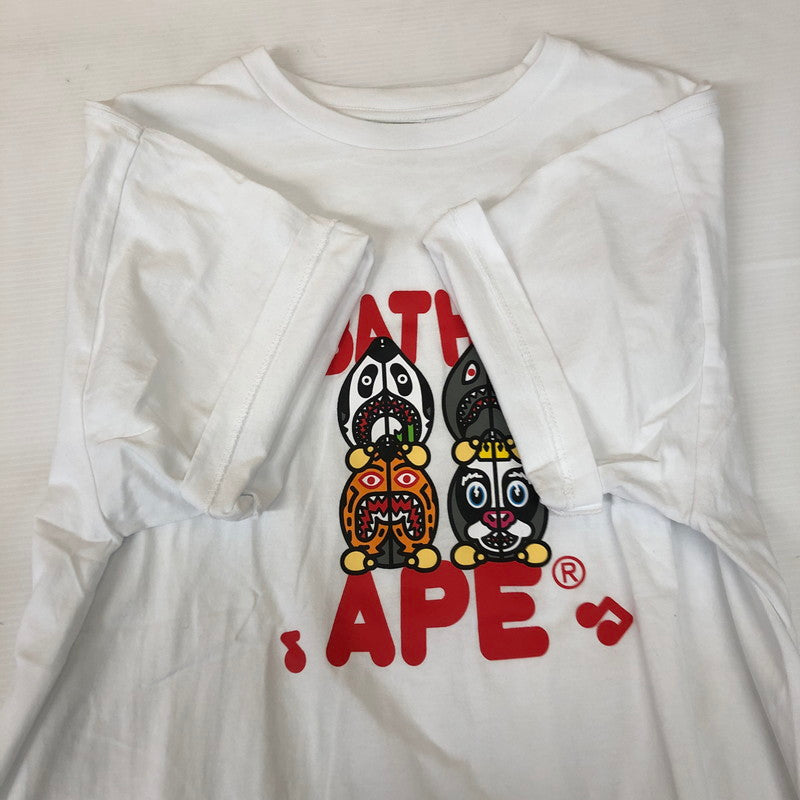 【中古品】【メンズ】 A BATHING APE アベイシングエイプ CLASSIC MILO SHARK #2 TEE 002TEH801014M クラシックマイロ シャーク Tシャツ 半袖 トップス 142-250213-kk-12-tei サイズ：2XL カラー：ホワイト 万代Net店