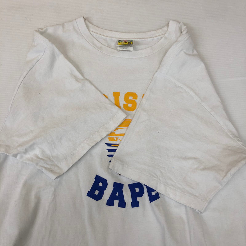 【中古品】【メンズ】 A BATHING APE アベイシングエイプ A RISING PRINT T-SHIRT 001TEK301047M ア ライジング プリント Tシャツ 半袖 トップス 142-250213-kk-07-tei サイズ：2XL カラー：ホワイト 万代Net店