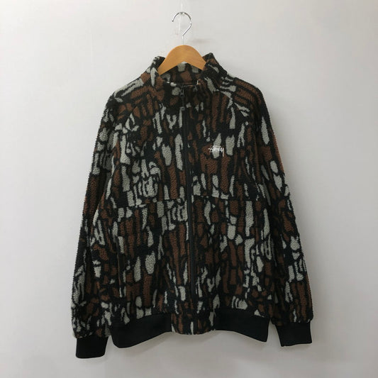 【中古品】【メンズ】 STUSSY ステューシー TREE BARK FLEECE JACKET 118341 ツリー バーク フリースジャケット アウター 142-250213-kk-20-tei サイズ：L カラー：BROWN×BLACK 万代Net店