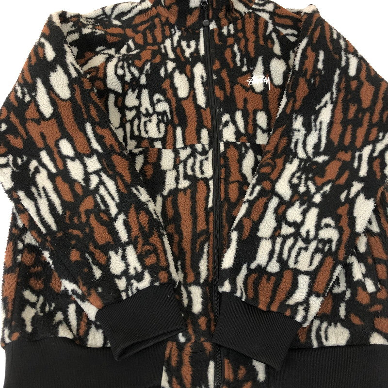 【中古品】【メンズ】 STUSSY ステューシー TREE BARK FLEECE JACKET 118341 ツリー バーク フリースジャケット アウター 142-250213-kk-20-tei サイズ：L カラー：BROWN×BLACK 万代Net店